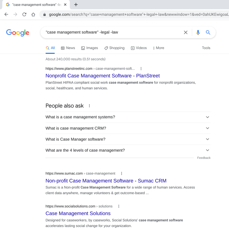 Screenshot of Google search for 