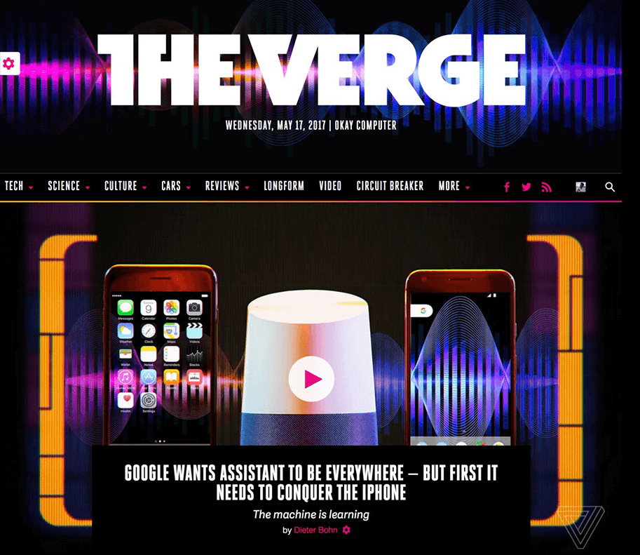 Comparison of the Verge’s homepage, changing based on the masthead design and hero photography.