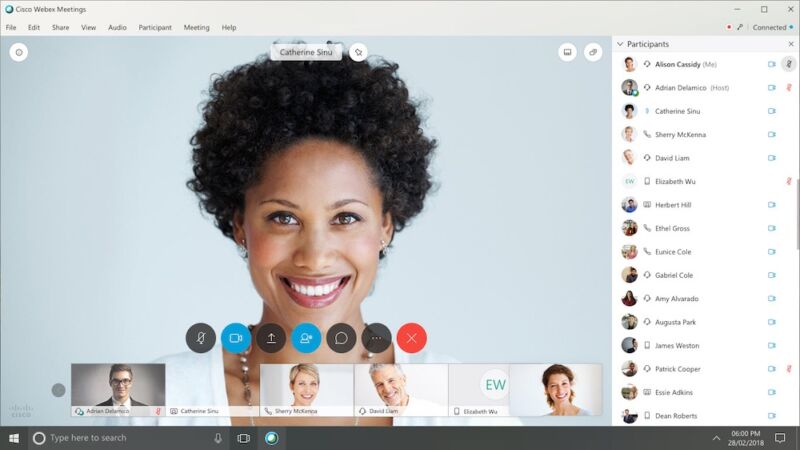 Promotional image for video-conferencing software.