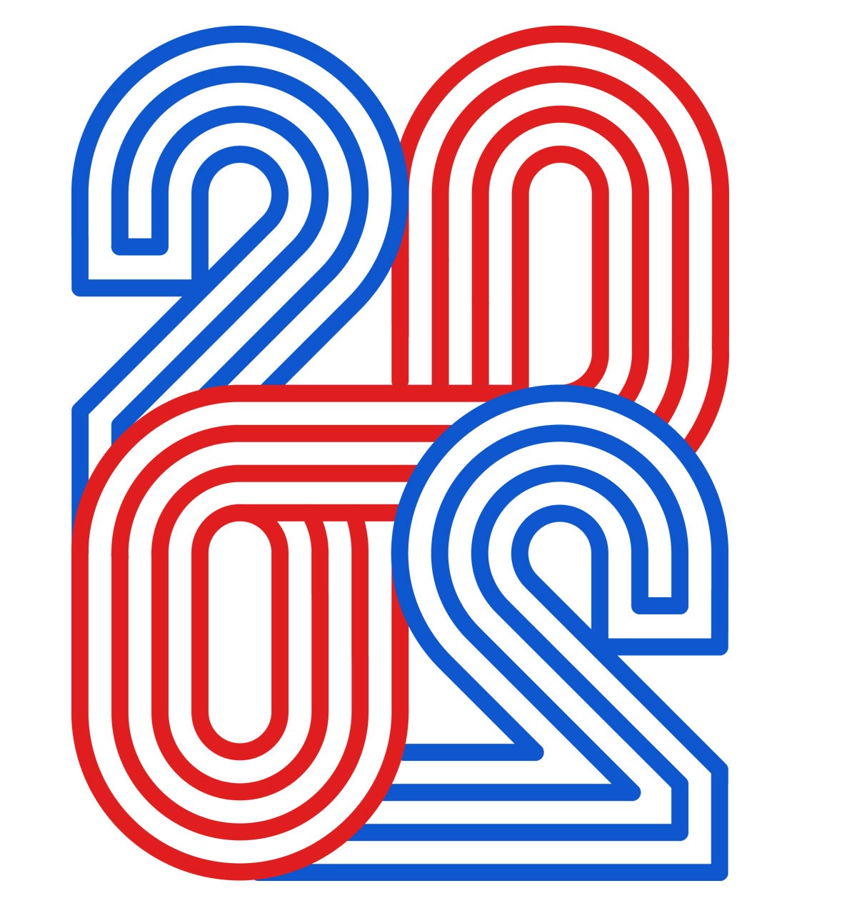 illustration of 2020 in red and blue