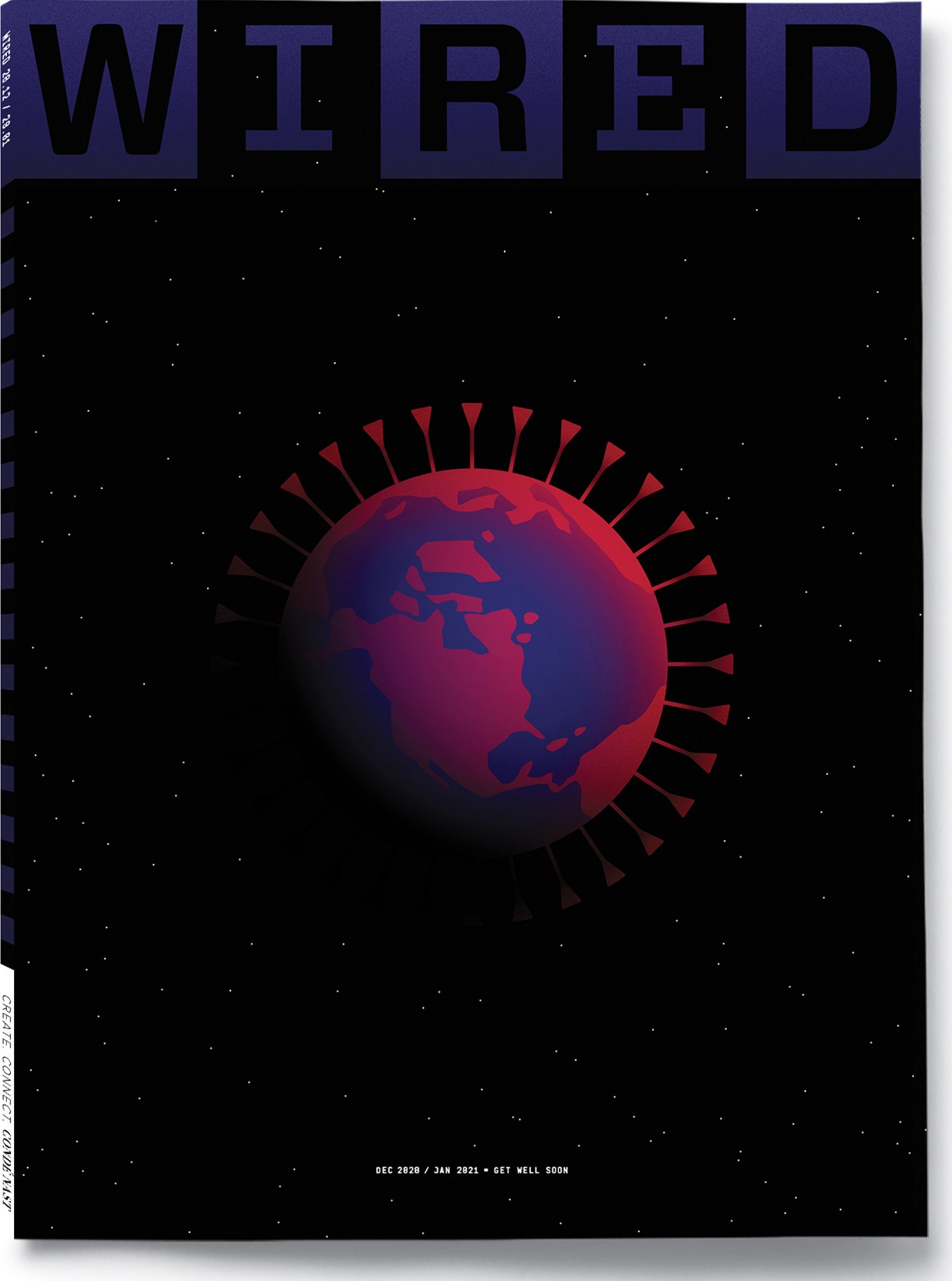 illustration of earth styled as a coronavirus cell