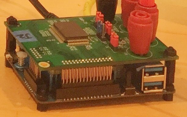 Grainy photograph of computer components.