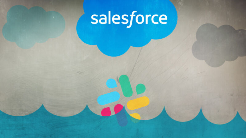 Slack logo floats in a cartoon sea.