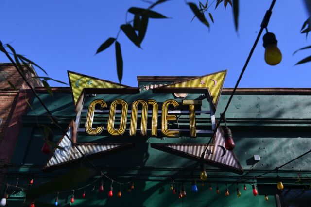 The exterior of Comet Ping Pong pizzeria in Washington, DC, which was at the center of the 