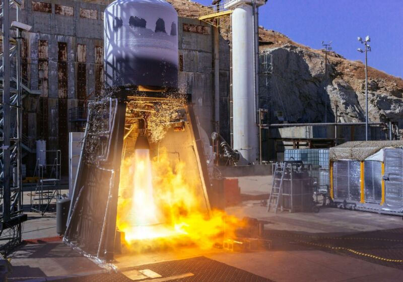 Hot fire test of integrated second stage for ABL Space System's RS1 rocket in the fall of 2020.