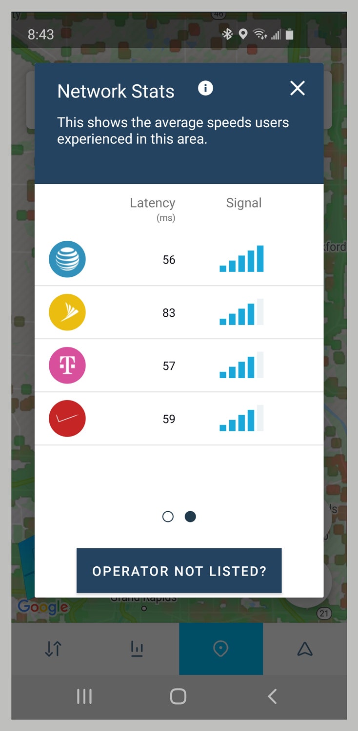 screenshot displaying network status