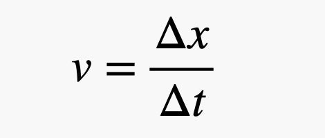 v equal change in x over change in t